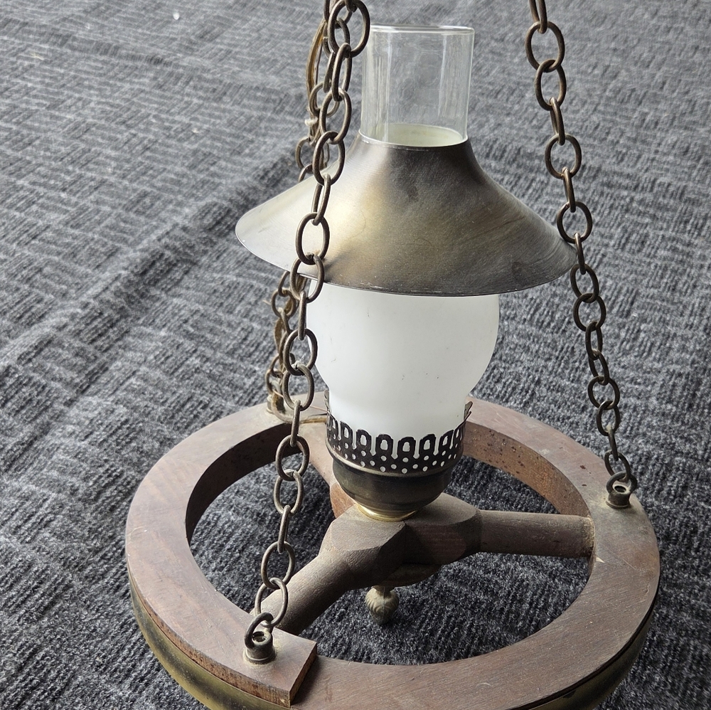 Vintage Hanging Wagon Wheel Light